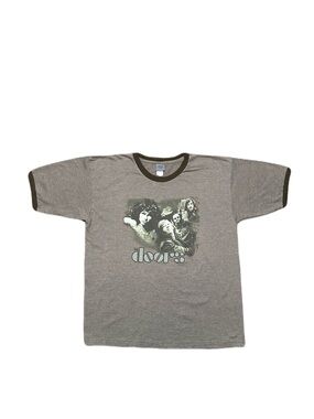 VTG The Doors No One Here Gets Out Alive Morrison Ringer T-Shirt Large Green